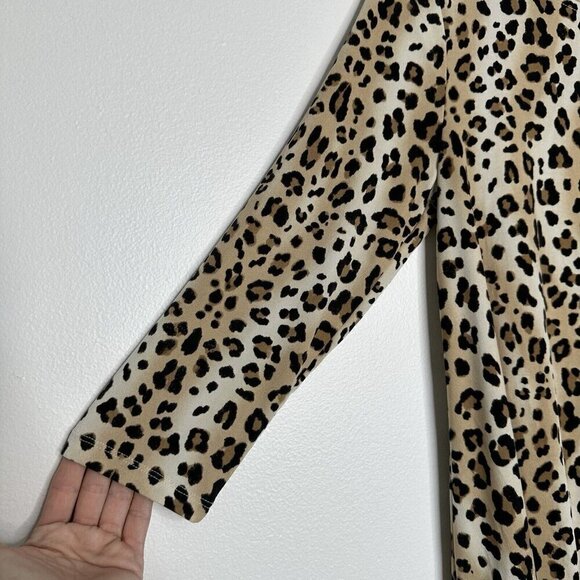 Chicos Tunic Animal Mix Top Leopard Size S Hi Lo Hem Exotic 3/4 sleeve - Picture 3 of 10